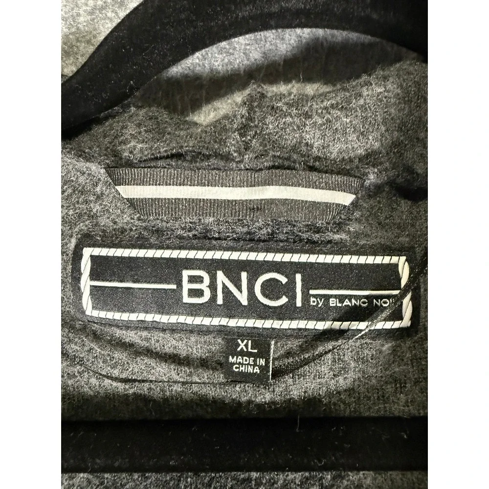 BNCI Blanc Noir Womens XL Gray Wool Blend Hooded Open Front Cardigan Coat Jacket